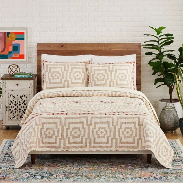 Justina Blakeney Hypnotic Quilt Set, Full/Queen - Cream