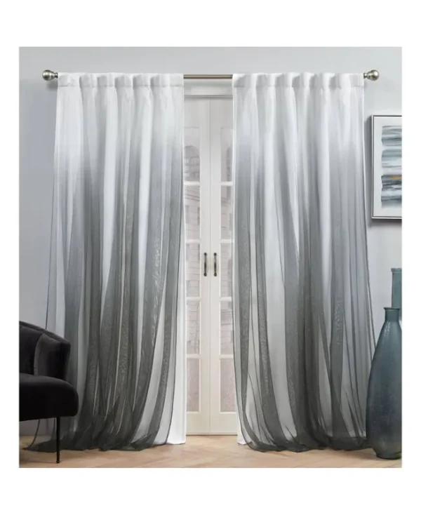 Exclusive Home Curtains Crescendo Lined Blackout Hidden Tab Curtain Panel Pair, 54" x 84", Set of 2 - Black