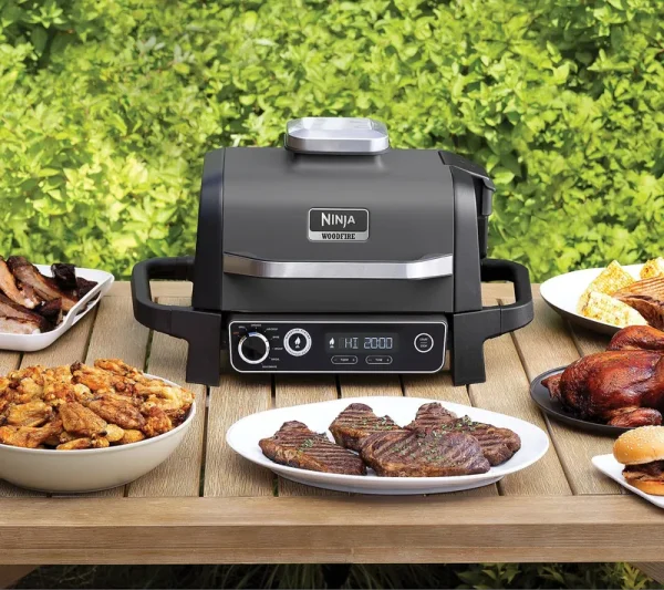 Ninja 7-in-1 Woodfire Electric Outdoor Grill& Air Fryer ,Black