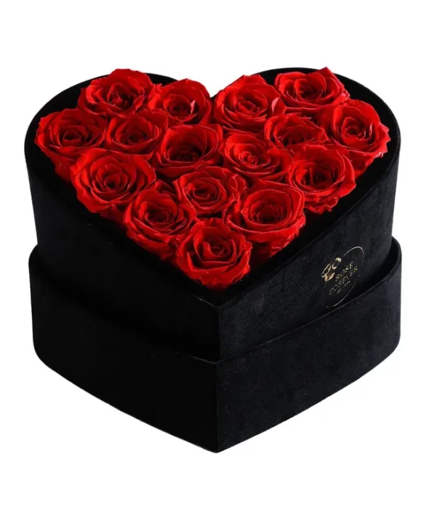 Passion Heart Black Velvet Flower Bouquet - Red