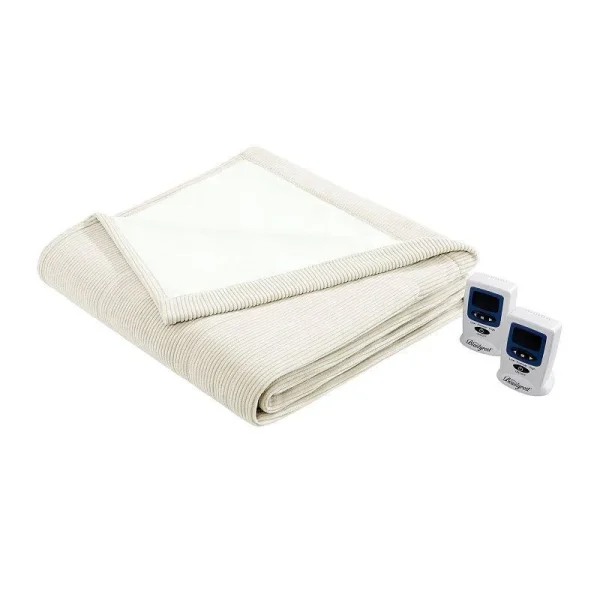 Beautyrest Ribbed Microfleece Heated Blanket, King, Ivory