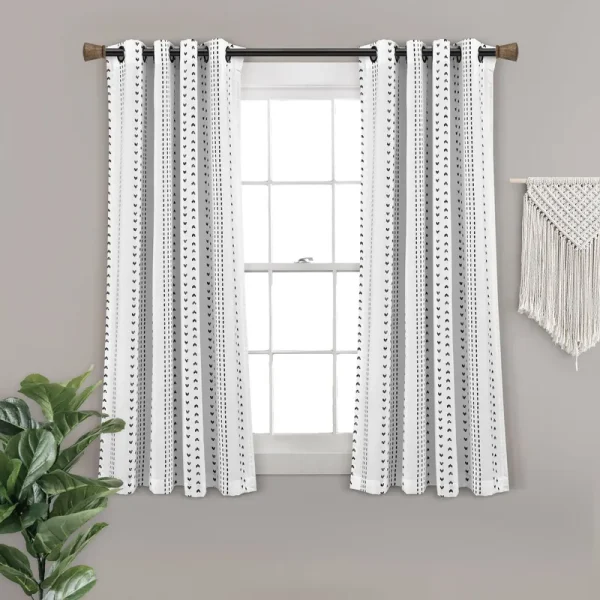 Lush Decor Hygge Stripe Window Curtain Panels Black/White 52x84 Set