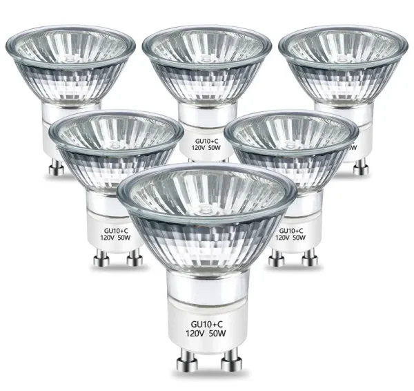 Bogao GU10 Halogen Bulb 120V 50W Halogen Light Bulbs, 2800K Warm White GU10 Dimmable for Track Light Bulbs ,Glass Cover for Range H
