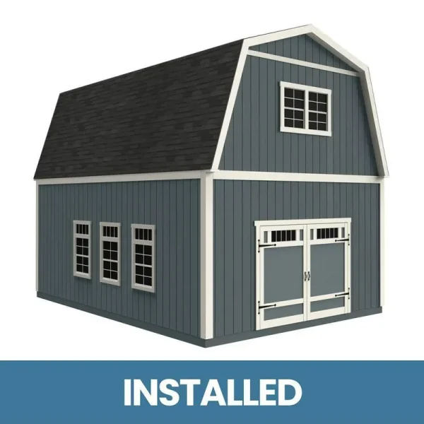 Professionally Installed Ashland 16 ft. W x 20 ft. D 2-Story Wood Storage Shed with Brown Shingles (320 Sq. ft.)