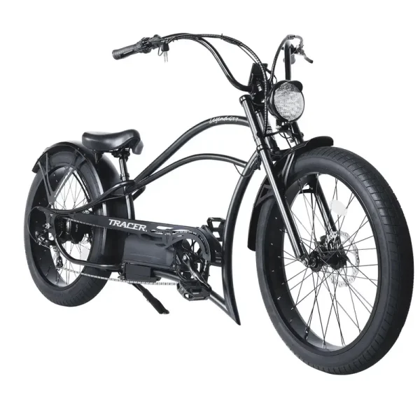 Tracer Legend GT7 Cruiser Chopper E - Bike, 1000W Motor, 7 Speed, Disc Brake, for Men, Matte Black