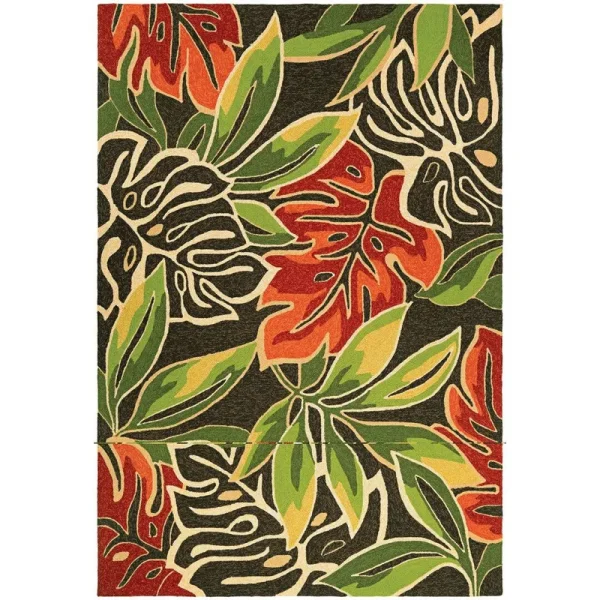 Bungalow Rose Wadena Areca Palms Hand-Woven Dark Brown/Green Indoor/Outdoor Area Rug Bay Isle Home Rug Size: Rectangle 2' x 4'