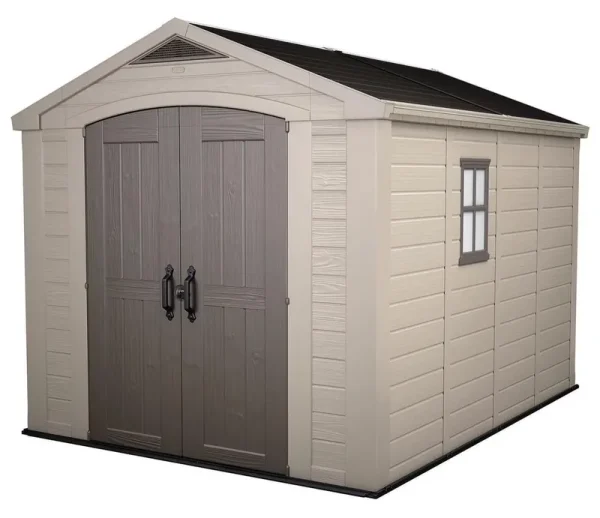 Keter Factor 8 x 11 Foot All-Weather Resin Outdoor Storage Shed, Taupe