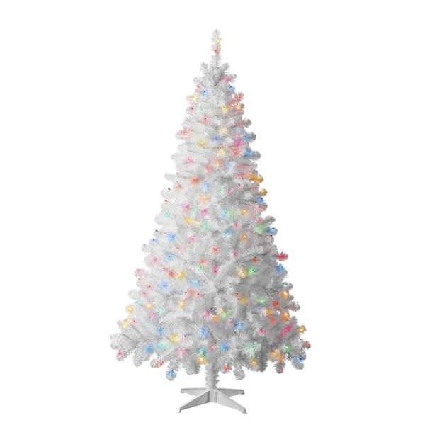 Holiday Time Pre-Lit Madison Pine White Artificial Christmas Tree Multicolor Incandescent Lights 6.5