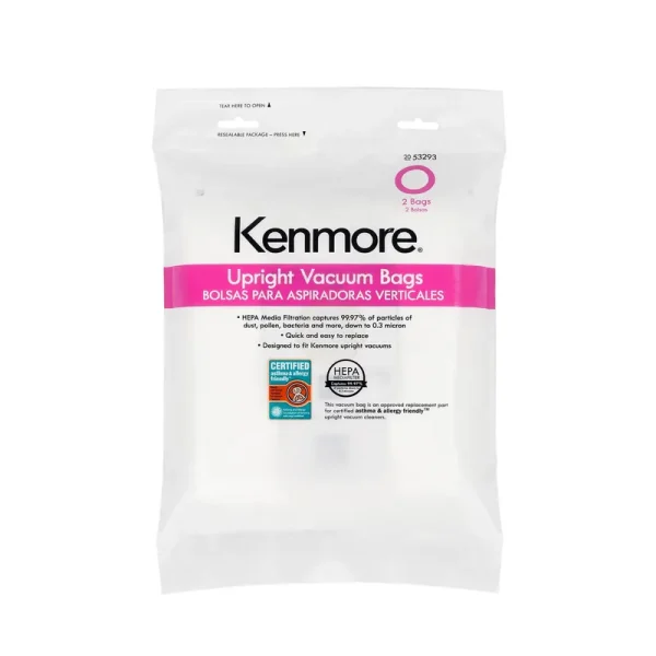Kenmore 53293 2 Pack Style O HEPA Vacuum Bags for Upright Vacuums