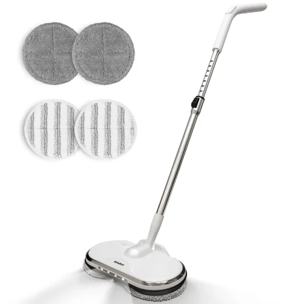Cordless Electric Mops for Floor Cleaning AlfaBot WS-24 Electric Spin Mop Electric Mop with Water Sprayer and LED Headlight Lightweight & Recharge