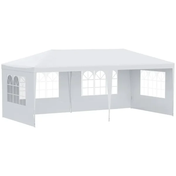 Outsunny 10' x 20' Large Party Tent, Event Shelter Gazebo Canopy with 4 Removable Side Walls for Weddings, Picnic, White