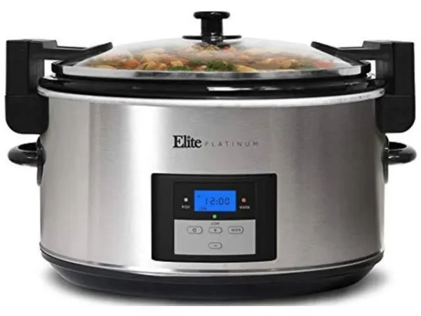 Elite Platinum MST-900VXD 8.5-Quart Stainless Steel Programmable Slow Cooker w/ Locking Lid, Black