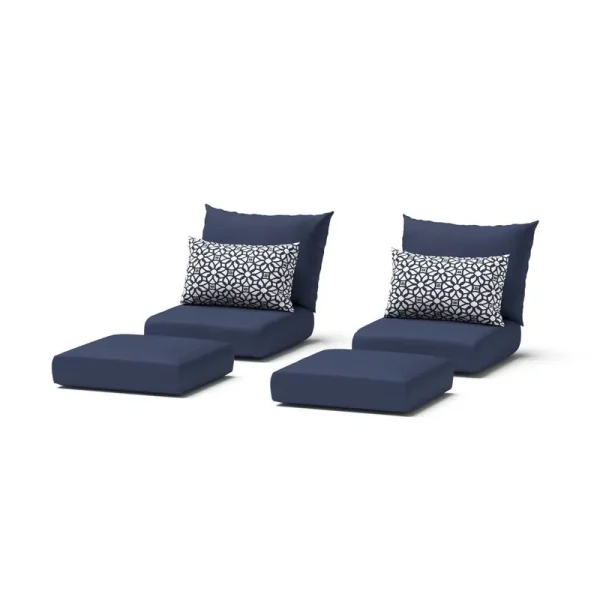 RST Brands Modular 5-Piece Fabric Outdoor Club Cushion Cover Set in Navy Blue