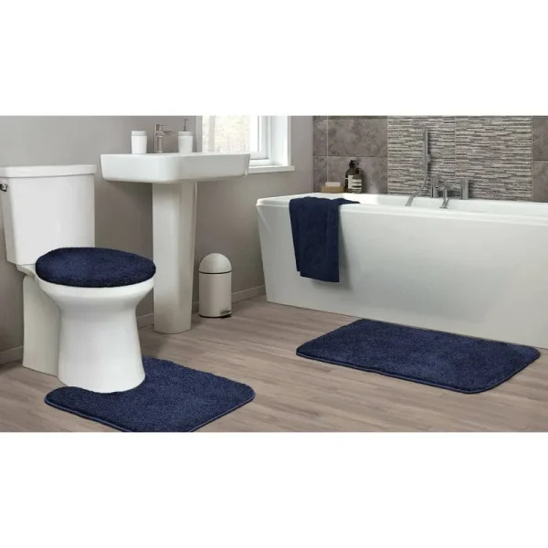 Garland Rug Gramercy 3 Piece Washable Bathroom Rug Set Navy