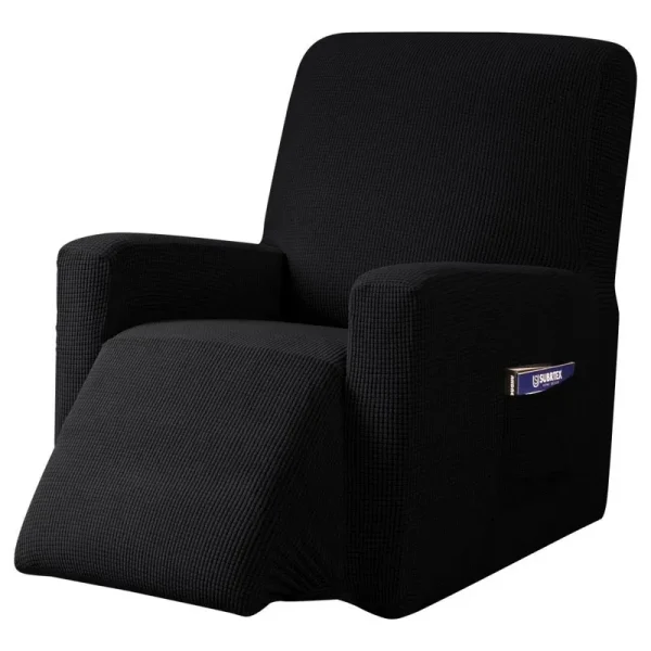 Subrtex Recliner Slipcover with Pockets Stretch Furniture Chair Cover, Black (Back Width 24 inch-32 inch & Height 29 inch-36.5 inch)