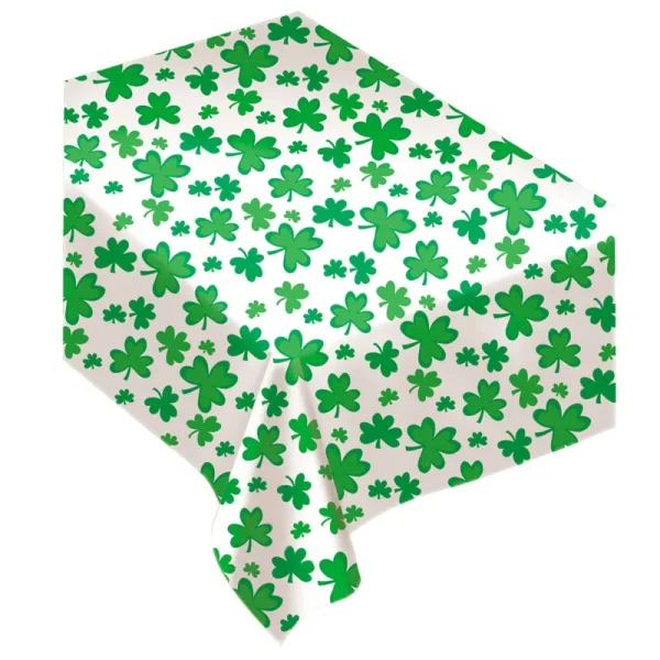 Shamrocks Flannel-Backed Vinyl Table Cover St. Patrick's Day | Holiday