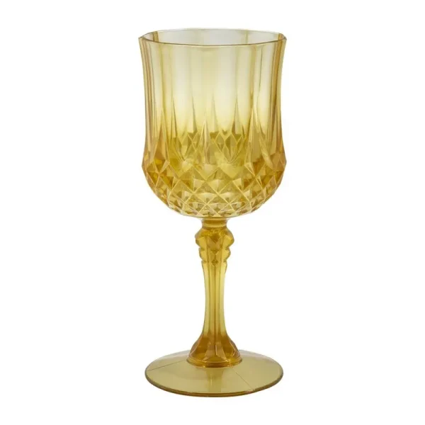 12 PC Gold Patterned Plastic Wine Glasses