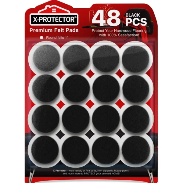 Chair Pads Floor Protectors X-Protector - 48 Pcs 25mm - Felt Furniture Pads - Premium Chair Feet Protectors - Protect Wood Floors with Chair Leg Floo