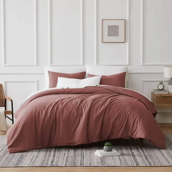 Southshore Fine Living Oversized 3-Piece Ultra-Soft Duvet Cover Set with Shams Marsala Full / Queen