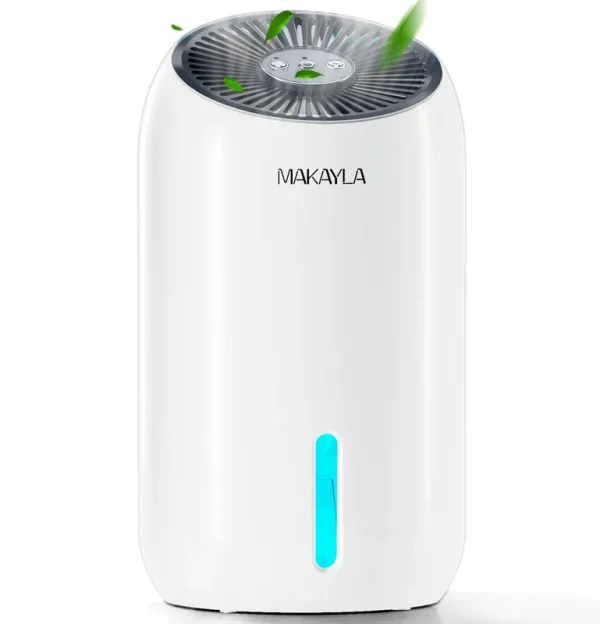 Dehumidifier for Room Under 550 Sq ft, 56 oz Large Capacity Water Tank, 2 Working Modes/Auto Shut-Off, Dual-Semiconductor Quiet Small Dehumidifiers