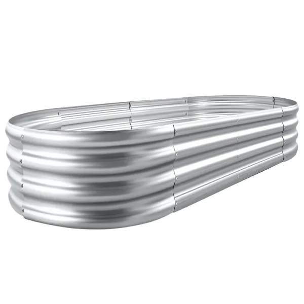 Land Guard Galvanized Raised Garden Bed Kit Galvanized Planter Garden Boxes Outdoor Oval Large Metal for Vegetables, 1-silver, 421ft(1pcs