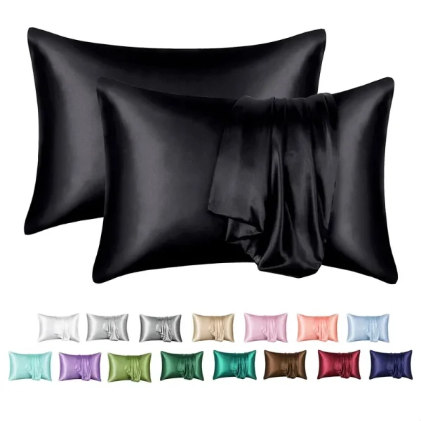 MR&HM Satin Pillowcase for Hair and Skin, Silk Satin Pillowcase 2 Pack, Queen Size Pillow Cases Set of 2, Silky Pillow Cover with Envelope Closure 20