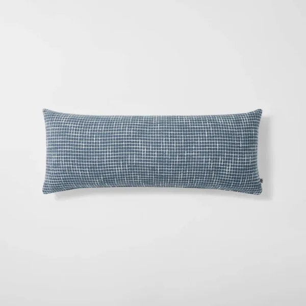12"x30" Allover Textured Grid Lines Lumbar Throw Pillow Sterling Blue - Hearth & Hand with Magnolia