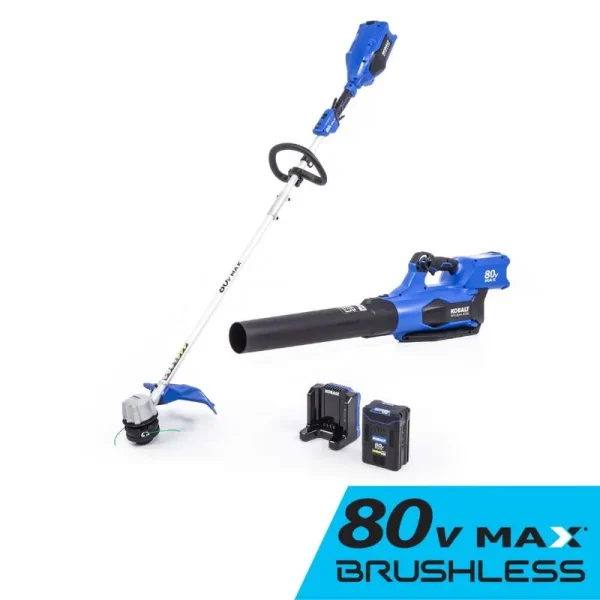 Kobalt 80-Volt Cordless Battery String Trimmer and Leaf Blower Combo Kit (Battery & Charger Included)