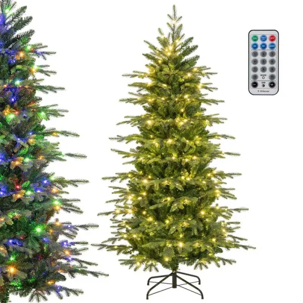 6/7.5/9 FT Pre-lit Artificial Christmas Tree with 260/380/560 Multicolor Lights, 714/1162/1770 Branch Tips, 11 Lighting Modes, Remote & Timer