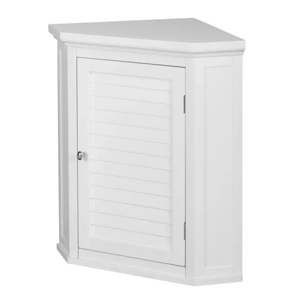 Elegant Home Fashions Glancy Wooden Corner Wall Cabinet, White
