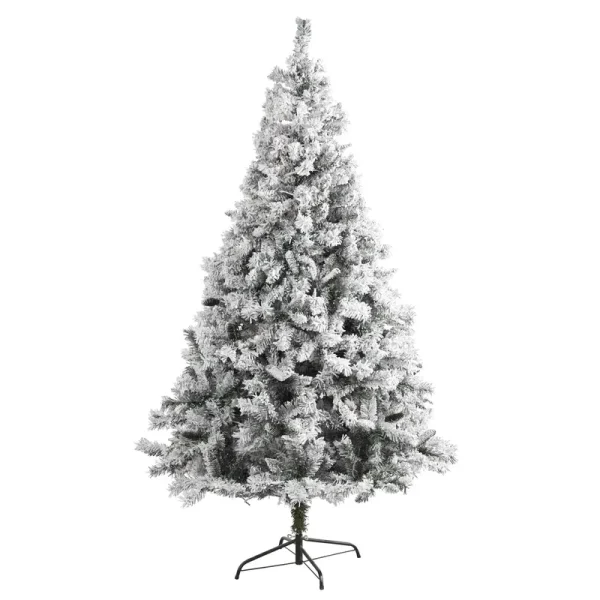 7' Flocked White River Mountain Pine Artificial Christmas Tree with Pinecones - 7 Foot