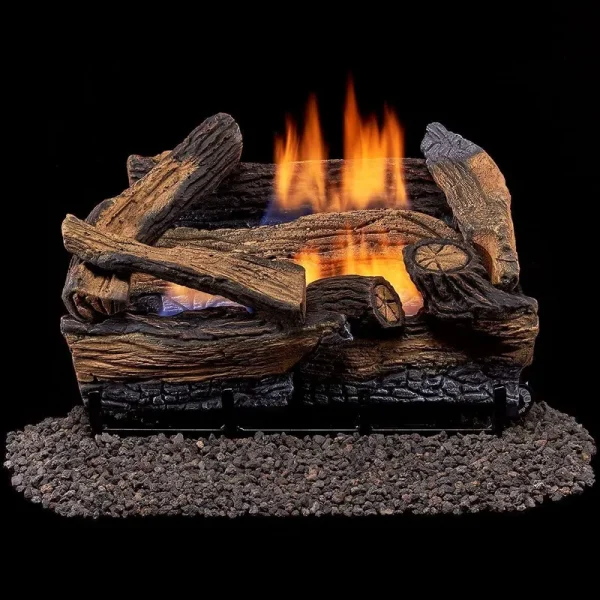 Duluth Forge Ventless Dual Fuel GAS Log Set - 18" Split Red Oak - Remote Control