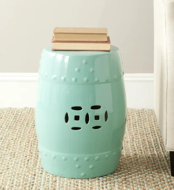 Safavieh Modern Ming Indoor/Outdoor Ceramic Garden Stool, Light Blue
