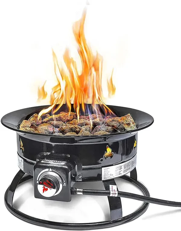 Outland Living 823 Standard Portable Propane Fire Pit, 19 - Inch Smokeless Gas Fire Pit, 58, 000 BTU, Black | Ideal for Outdoor Camping, Patio, Backyard, Tailgating, Deck, RV
