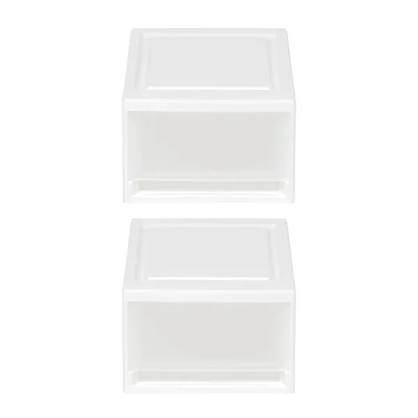 Iris USA Plastic Storage Modular Stacking Drawers Set - White - 6 qt