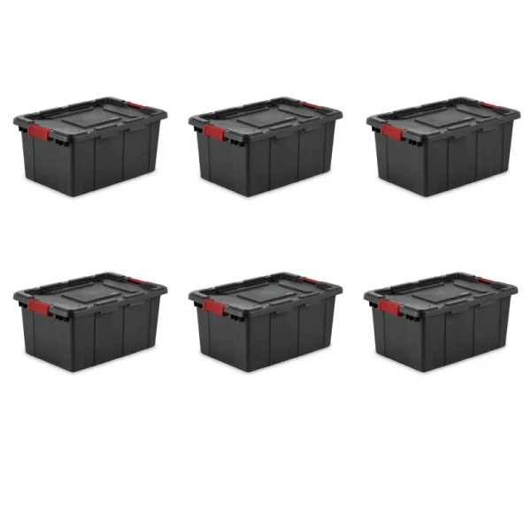 Sterilite 15 gal. Industrial Tote Black Set of 6
