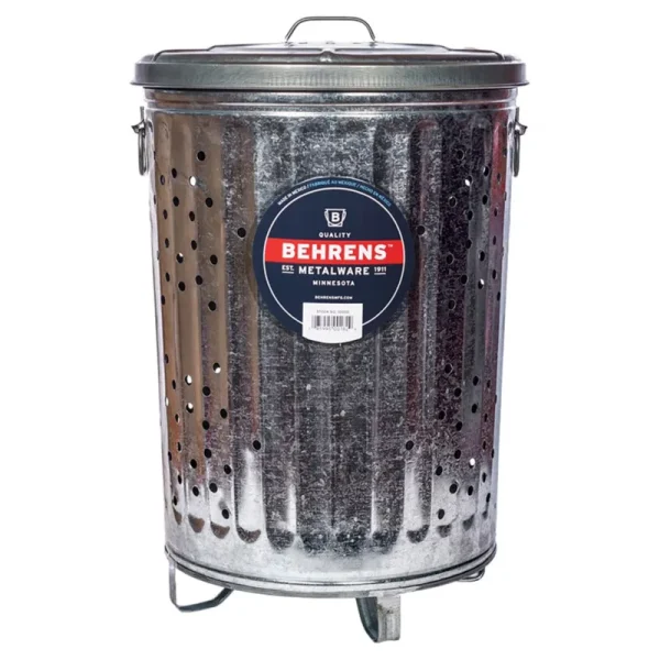 Behrens 20 Gal Galvanized Steel Outdoor Refuse / Composter Can with Lid
