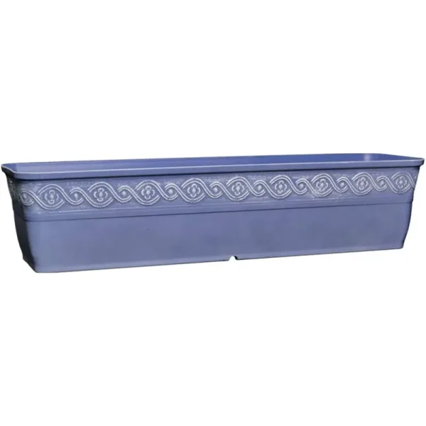 Classic Home and Garden Corinthian Resin Flower Pot Rectangle Planter, Slate, 18"