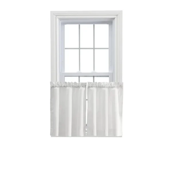 Ellis Curtain Stacey 56"Wx 30"L Tailored Tier (Pair) Curtains, Ice Cream