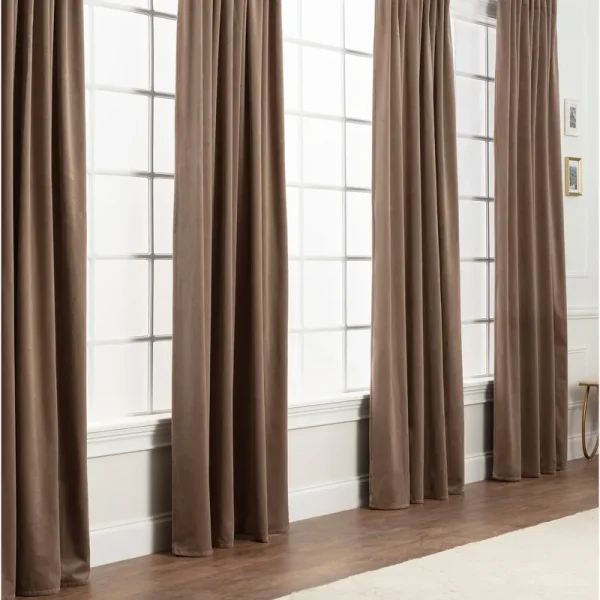 Chanasya Velvet Blackout Window Curtain Panel Pair (Set of 2) - W52 x H63 Inches - Taupe