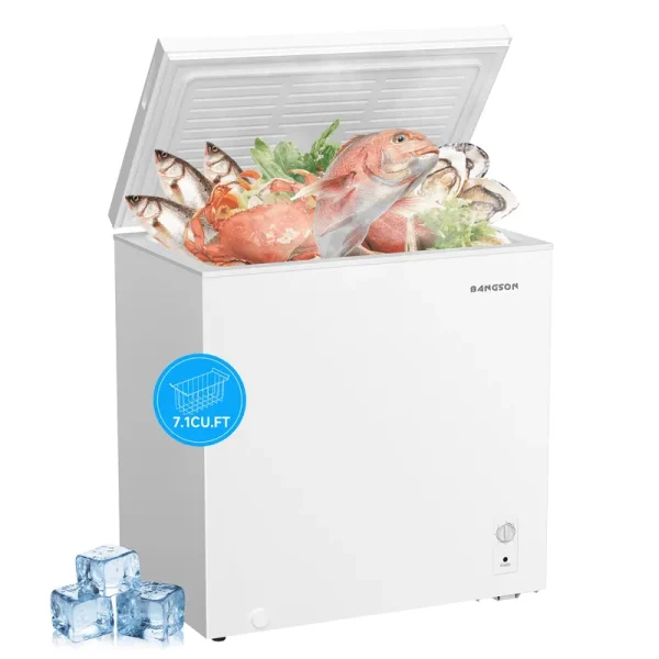BANGSON 7.0 Cu.ft Chest Freezer, Deep Freezer with Adjustable Thermostat, Top Open Door Freezer with Removable Basket, Quiet Operation, Ideal for Kitchen/Apartment/Office