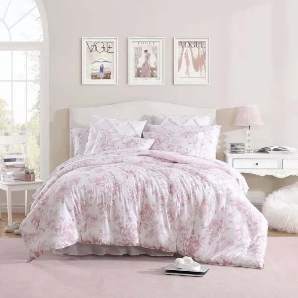 Laura Ashley Delphine Comforter Set, Pink, Twin