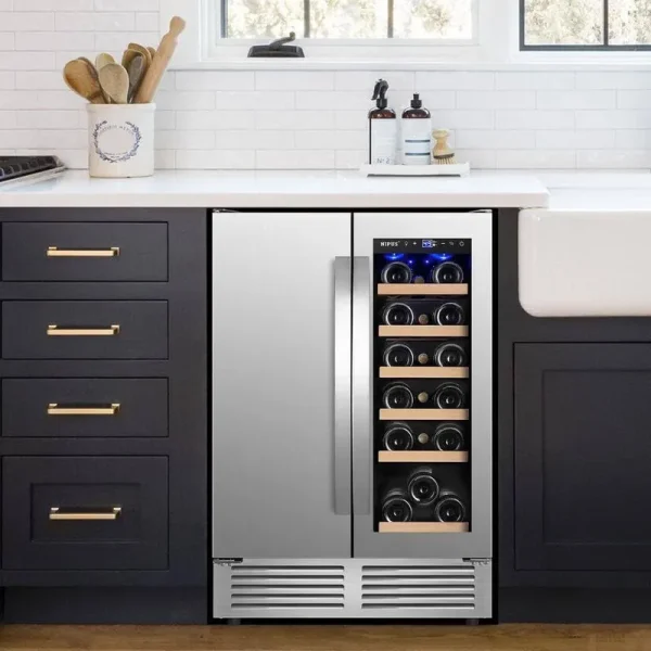 Nipus 18 Bottle and 57 Can 24-Inch Series Dual Zone Built-In and Freestanding Wine & Beverage Refrigerator Silver NPDUAL01
