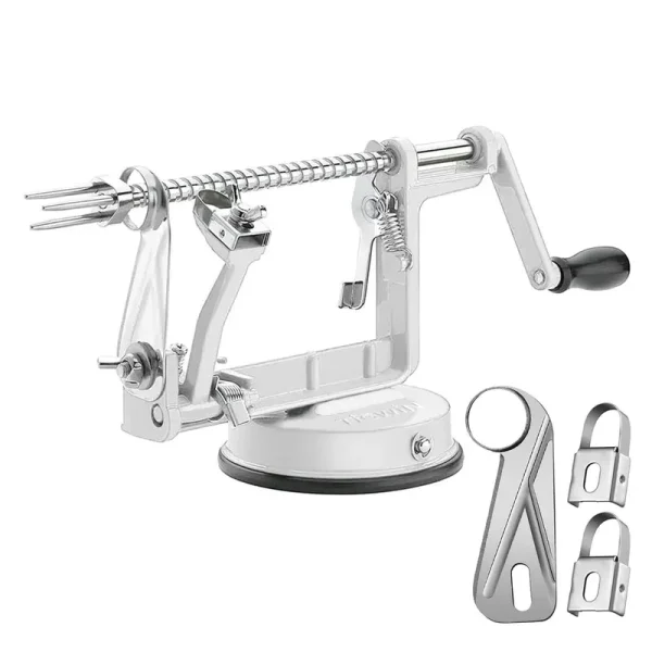 Tigwin Apple Peeler Corer, Long Lasting Chrome Cast Magnesium Alloy Apple Peeler Slicer Corer with Stainless Steel Blades and Powerful Suction Base for