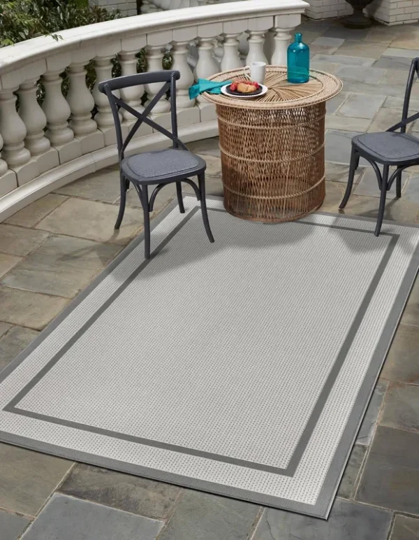Unique Loom Border Outdoor Area Rug - 7' x 10' Gray