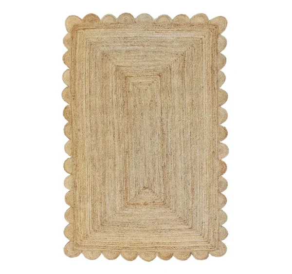 Gautam International Scalloped Natural Jute Area Rug, Natural Color (3'x5')