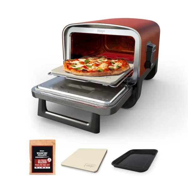 Ninja Woodfire? Pizza Oven, 5 - in - 1 Outdoor Oven, 5 Pizza Settings, Ninja Woodfire? Technology, up to 700F Heat, BBQ Smoker, Electric?