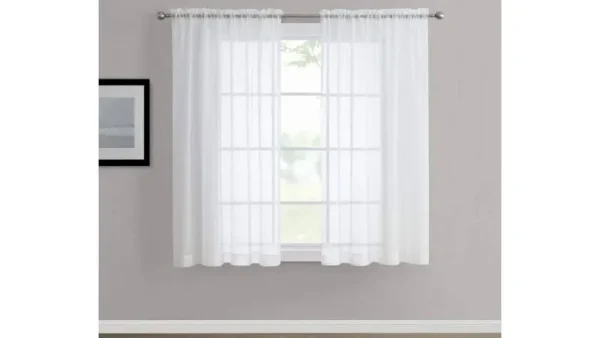 Real Living White Sheer Rod Pocket Curtain Panel - 63 in