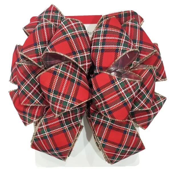 20.5" Red & Green Tartan Christmas Tree Bow Topper by Ashland by Celebrate It | Michaels