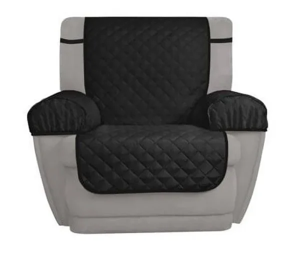 Mainstays 3-Piece Reversible Microfiber Recliner Chair Pet Cover Protector, Black/Gray